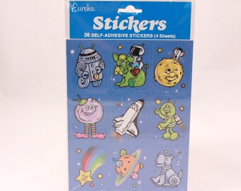 Vintage Eureka 36 Self Adhesive Space Stickers. Sealed.