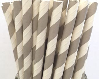 2.85 US Shipping -Gray Paper Straws - Gray Straws - Gray Cake Pop Sticks - Drinking Straws