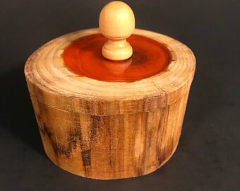 Wood Resin Log Jewelry Trinket Box