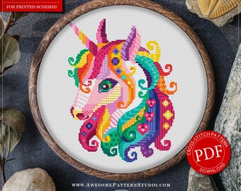 Funny Unicorn Cross Stitch Pattern for Instant Download *P488 | Lovely Cross Stitch| Room Decor| Needlecraft Pattern| Easy Cross Stitch