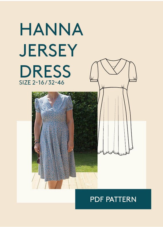 Jersey dress digital PDF sewing pattern for women Skater