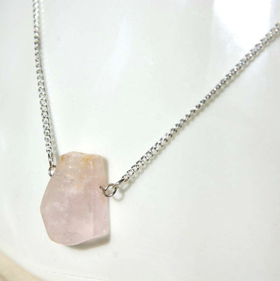 Rose Quartz Bar necklace, 925 Sterling Silver, Rose Quartz Gemstone, birthstone necklace, jewelry Minimalist, Rose Quartz Necklace, Zodiac