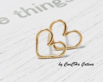 Heart Stud earrings, Goldfilled
