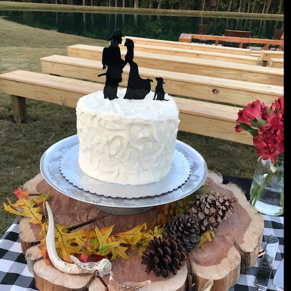 MADE In USA  Fireman and Bride Wedding  Cake  Topper with Dog