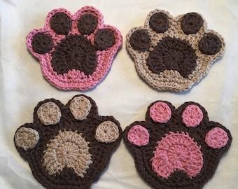 Crochet Puppy Dog Paw Coasters