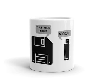 USB Floppy Disk I am Your Father Mug, Funny Geek Gifts Mug, Computer geek gifts - Funny Tech Support Sysadmin Mug - Sysadmin Gifts Mug