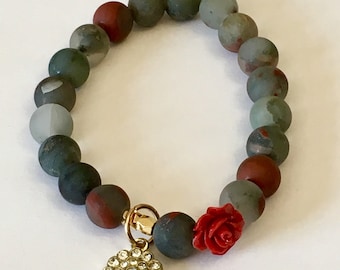 African Bloodstone Rose Bracelet
