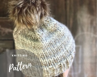Knitting Pattern for Women, Easy Knitting Tutorial, Slouch Hat Pattern, Bulky Toque Tutorial, Essential Beanie Pattern, Basic Hat Pattern
