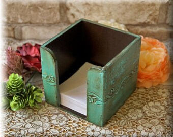 Desk decor Desk accessories Note holder Note paper holder Vintage office decor Home desk accessory Office supplies Paper holder for office