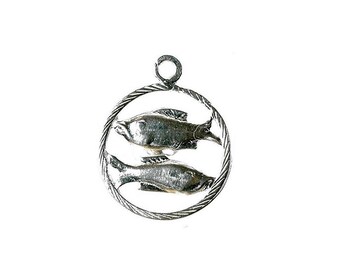 Sterling Silver Zodiac Pisces Charm For Bracelets