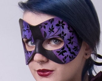 Masquerade Mask in Purple and Black - victorian flower mask