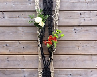 Macrame plant holder - beige black - plant hanger - wall hanging - wall hanging 4980