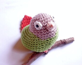Greencheek Conure, Parrot Stuffed Animal, Crochet Parrot Toy, Amigurumi Miniature, Crochet Animal