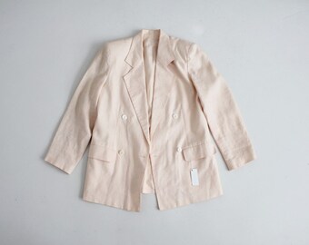 pale pink linen blazer | boxy blazer | double breasted blazer
