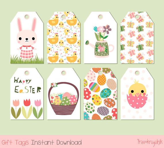 Printable Easter gift tags Cute digital Easter tags Instant