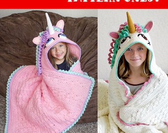 CROCHET PATTERN - Hooded Unicorn Blanket Pattern (PDF File)