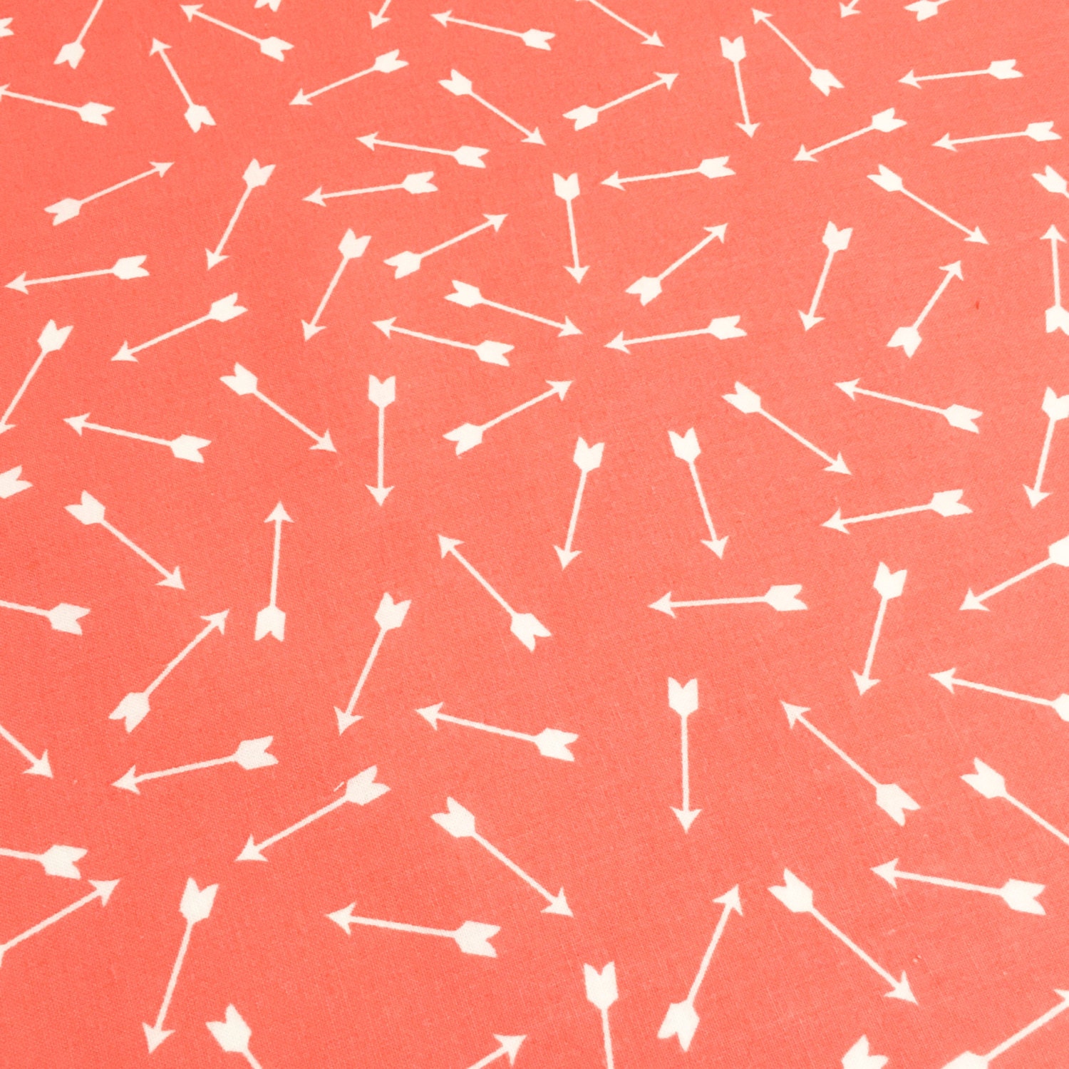 Coral Arrow Fabric 100 Cotton Quilting Fabric with White Arrow on