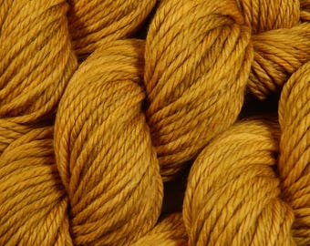 Hand Dyed Bulky Yarn, Bulky Weight Superwash Merino Wool Yarn - Honey Mustard - Thick Knitting Yarn, Tonal Yellow Gold Yarn, Hand Dyed Yarn