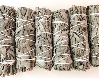 6 pk California White Sage Smudge Bundles Bulk for Smudging, Cleansing, Negativity Clearing, House Cleansing, Healing, Prosperity