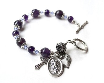 Saint Michael Rosary Bracelet with 24 Page Novena Booklet, Patron Saint of Police Officers, Catholic Jewelry, St. Michael Confirmation Gifts