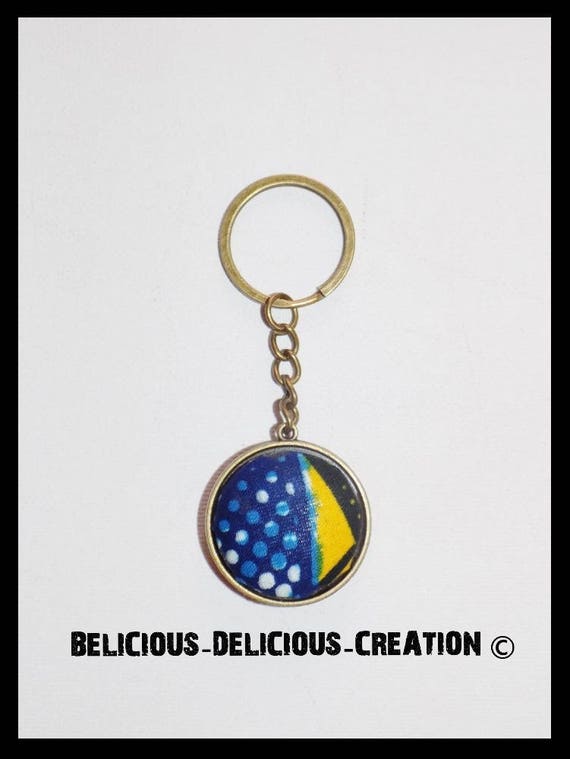 Original key! WAX! fabrics and metal bronze long 8.5 cm belicious delicious creation