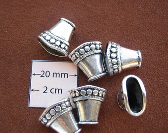 Antiqued Silver Metal 15mm x 15mm Bead Caps, Set of 6, 1051-04