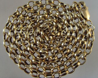 Fantastic heavy 9 ct gold hallmarked belcher/rolo chain 56 cm / 22 inch