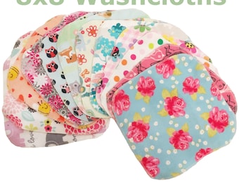 Sale - Mystery Set - 8x8 Sweet Bobbins Cloth Wipes Starter Set of 12 wipes - Double Layer Flannel - 8x8