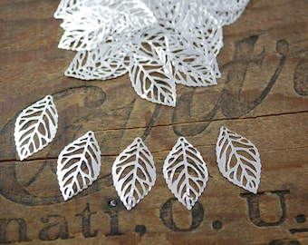 Lightweight Silver Laser Cut Metal Leaf Components (20)