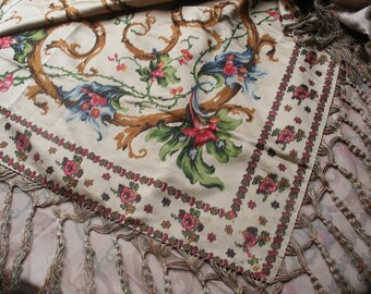 Antique Victorian silk shawl