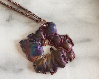 Freeform copper pendant necklace