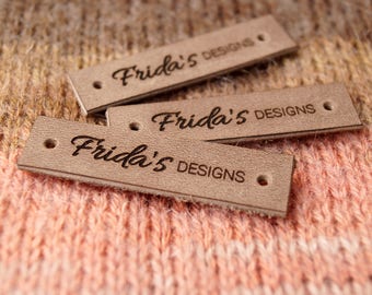 Custom logo labels, leather knitting labels, labels, personalized garment tags, logo branding labels, crochet leather labels, set of 25
