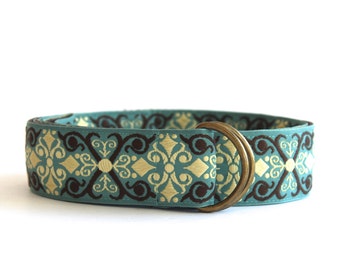 Teal and Brown Scroll Belt -SALE