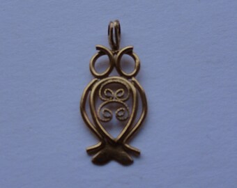 Vintage Tiny Gold Tone Owl Charm