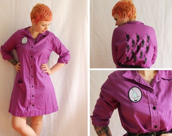 Feminist Middle Finger OOAK Up-cycled Shirt Dress