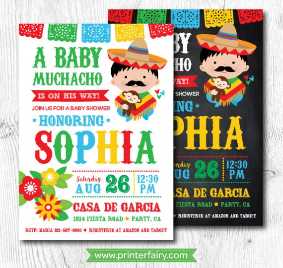 Fiesta Baby Shower Invitations Mexican Baby Shower