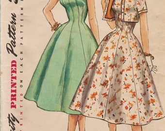 Simplicity 1534 / Vintage 50s Sewing Pattern / Dress And Bolero Jacket / Size 14 Bust 32