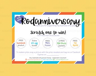 Rodan and Fields Rodanniversary Scratch off ticket - R+F scratch off card digital file - Rodan + Fields scratch ticket digital printable