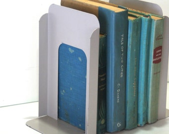 Vintage Large Size Heavy Duty Gray Stone Putty Metal Steel Library Style Retro Book Ends for your desk home office bookends by GW Stystems