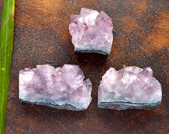 3 Pcs Natural Raw Amethyst Cluster Druzy Rough Gemstone,Healing Amethyst Crystal Rough,58x35x15mm,694Cts#3819