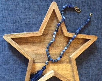 Blue Sodalite Tassel Necklace