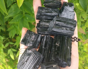 Black Tourmaline - Rough Raw Natural Black Tourmaline Form - XS, Small, Medium, Large, XL, or XXL Sizes