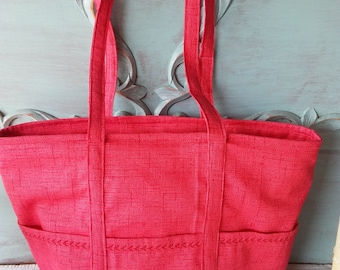 Tote , Bags, Purses , Red, Handmade