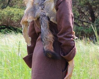 Fox headdress by Lupa - full hide gray fox headdress from rug totem dance costume for shamanic ritual and dance