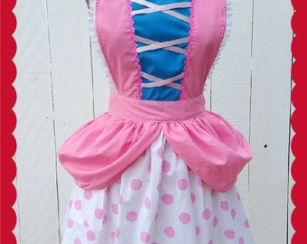 Little Bo Peep costume apron, womens costume apron, Bo Peep dress up ap-ron, Toy Story costume, retro apron, fairy tale costume, full apron
