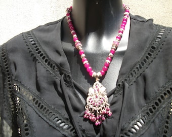 Silver Ruby pendant necklace.