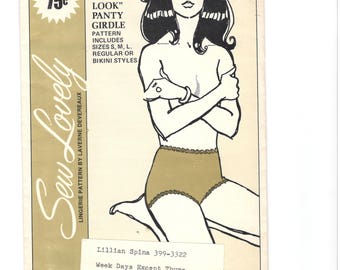 Sew Lovely G606 1970s Misses Natural Look Panty Girdle Pattern Womens Vintage Lingerie Sewing Pattern Size Small Medium LG Hip 34 - 44 UNCUT
