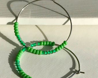 hoop beaded earrings snake jewelry tin circle