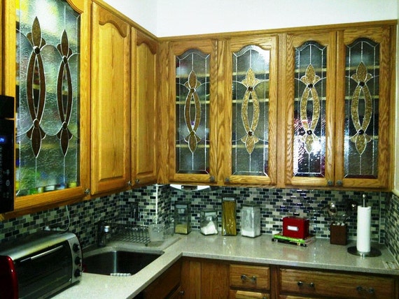 Elegant Stained Glass Custom Kitchen Cabinet Inserts CI-2