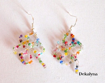 June challenge! Colorful dragonflies earrings crochet.